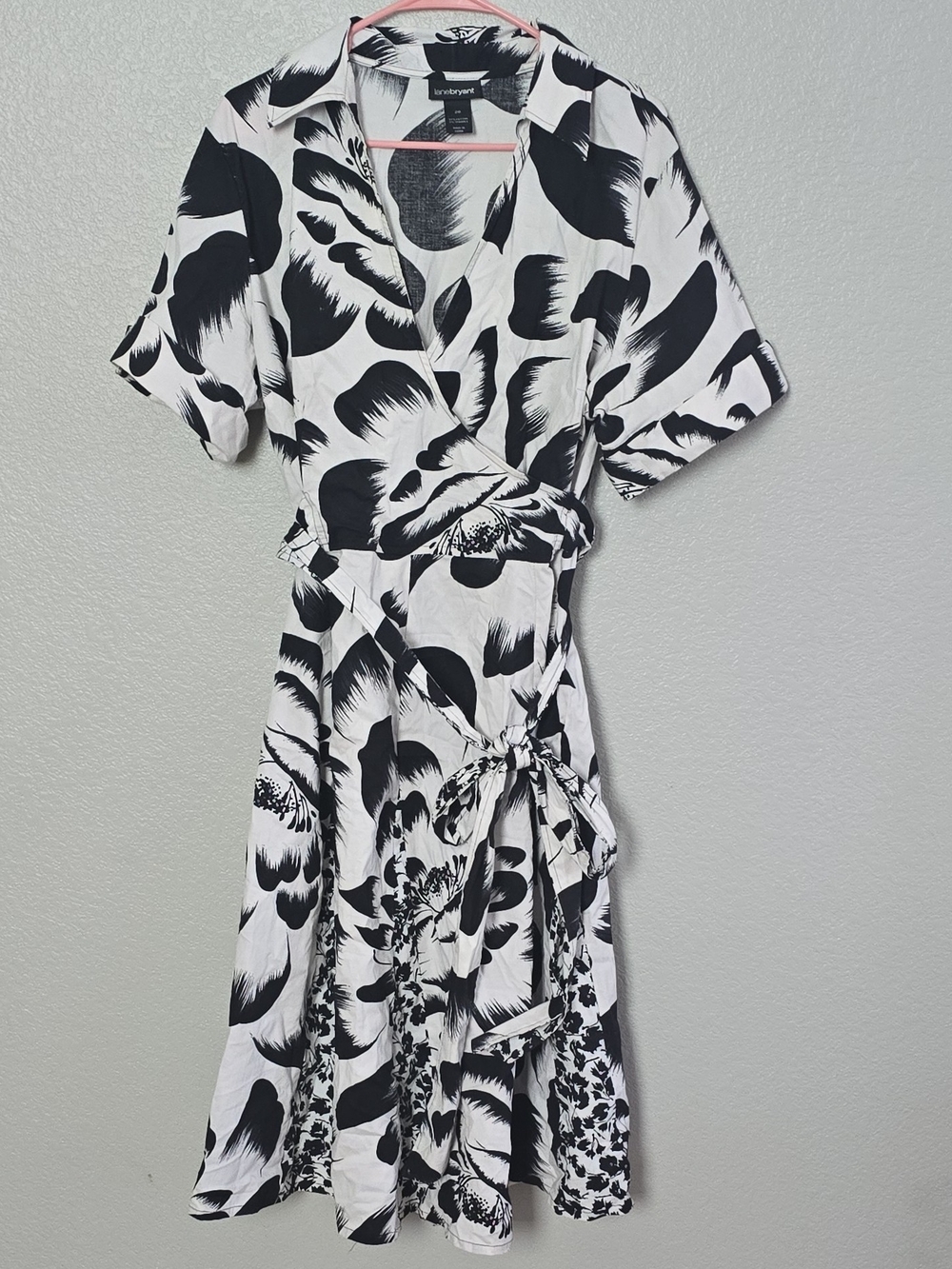 Lane Bryant Black and White Floral Wrap Dress